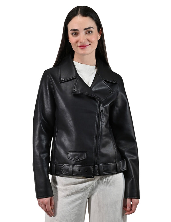 Chamarra Tipo Biker de Mujer marca Lee en Color Negro.